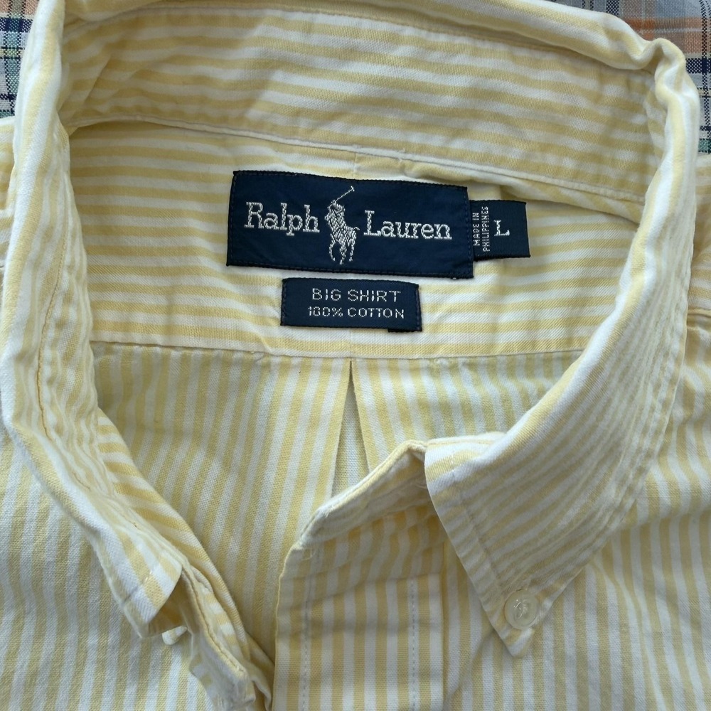 Lot Of 3 Ralph Lauren Shirt Mens Large Plaid Stripe Button Down‎ Cotton Casual - Picture 2 of 16
